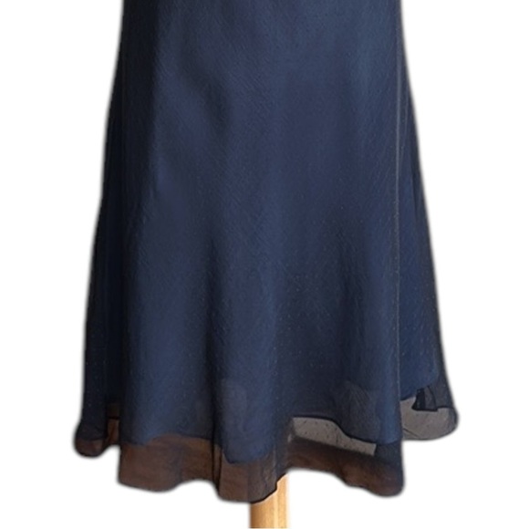 EXPRESS Vintage Y2K Sheer Silk MIDI Dress Babydoll Blue Cocktail Attire 13/14 - Picture 4 of 15